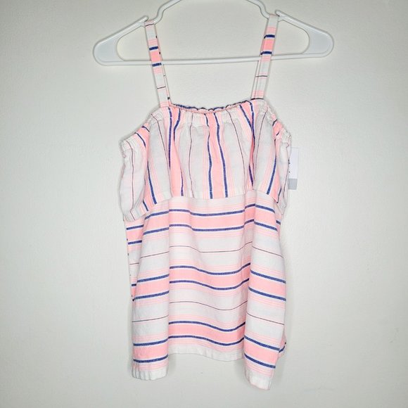 Carter's Kid Size 14 Woven Summer Tank Top Pink Blue Sleeveless Summer Cute Fun - Picture 1 of 10